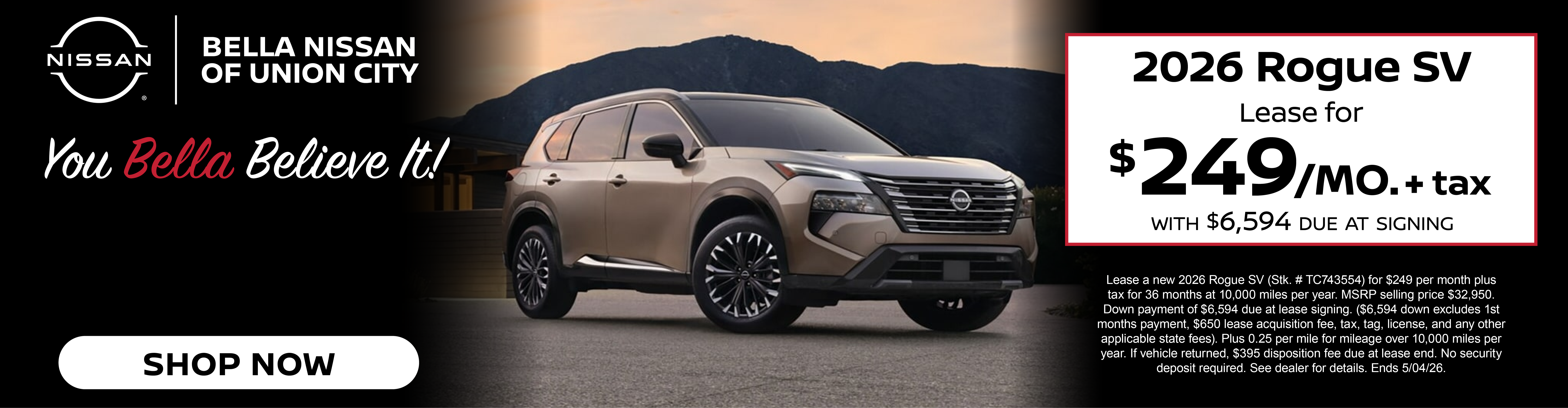 2026 Rogue - Payments as low as $249/mo. - Now at Bella Nissan of Union City